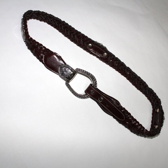 Women's Western Style Silver Tone Buckle & Accents Braided Belt - Picture 11 of 15